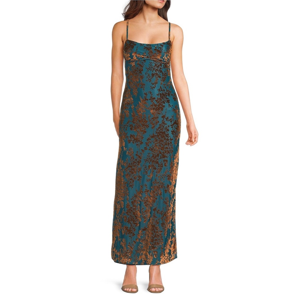 New Allison & Kelly Burnout Floral Ankle Midi Maxi Backless Prom Dress Gown